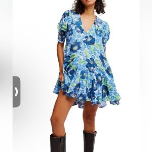 NWT $148 Free People Moon Chaser Tiered Shift Minidress M